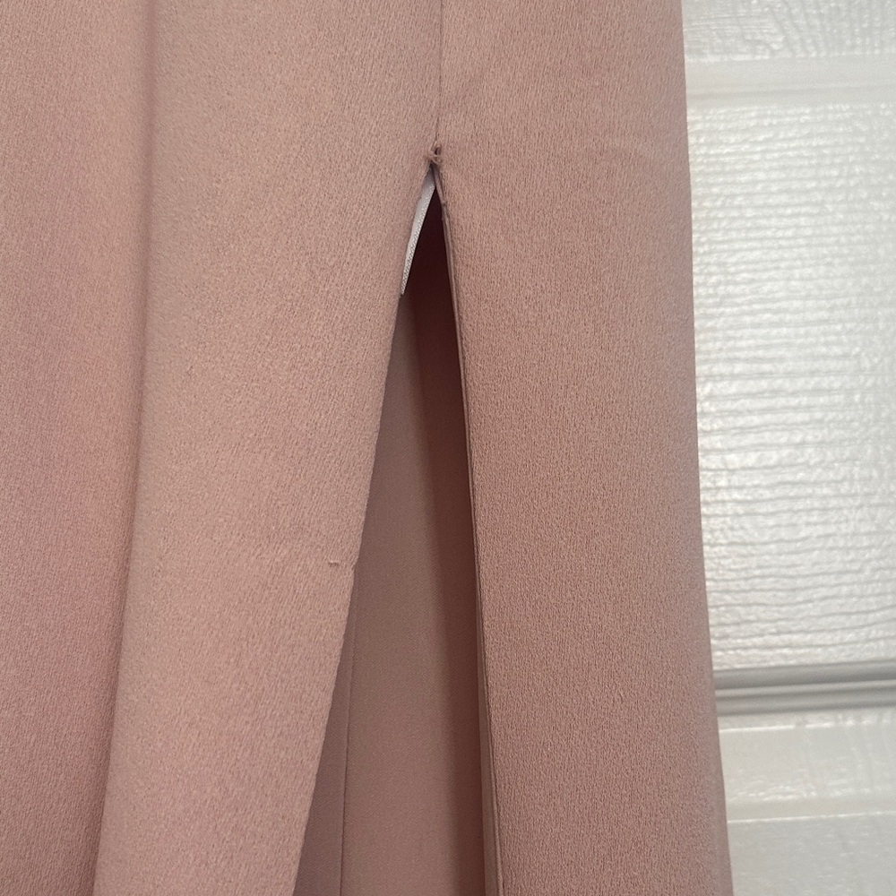 Adrianna Papell Blush Cowl Neck Full Length Slit Formal Dress - Picture 12 of 14